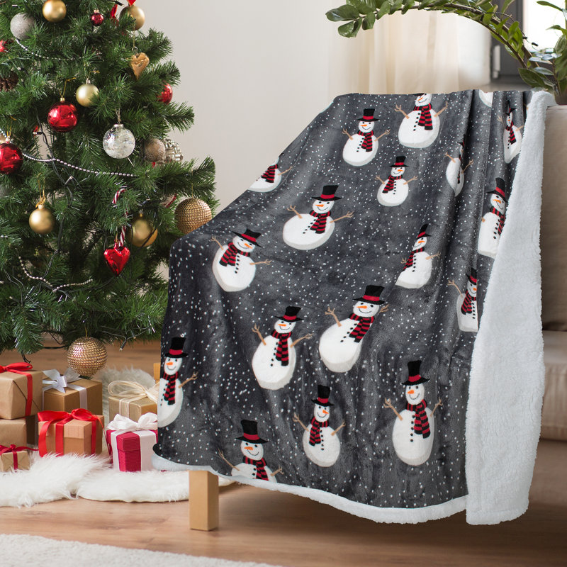 Jeté de Noël en molleton Sherpa, gris
