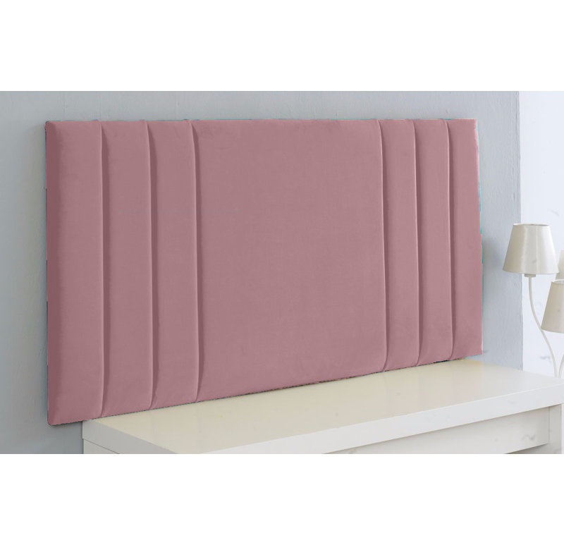 Shipman Upholstered Velvet Headboard, Small Double (4'), Pink, Pink Velvet Fabric