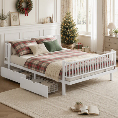 Platform Bed with Storage Drawers, Metal Daybed Frame for Home