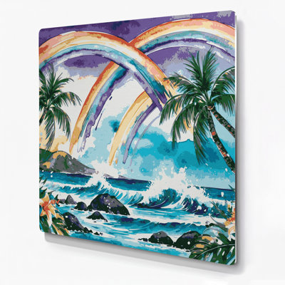 Art mural hawaïen arc-en-ciel gris en métal