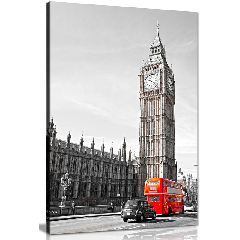 Big Ben London Bus - Wrapped Canvas Print, 91cm H x 61cm W