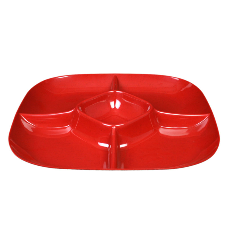 Thunder Group Inc. Passion Melamine Divided Serving Dish, Red