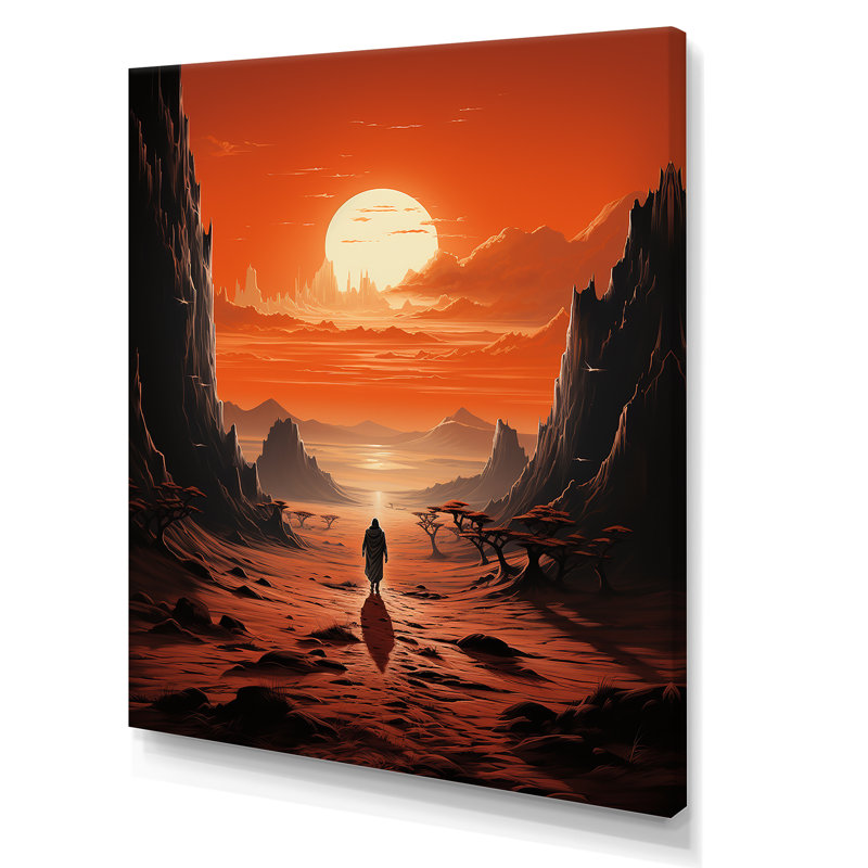 «Lonely Woman Walking In Desert I», Toile tendue, H 32 po x l 24 po x P 1 po