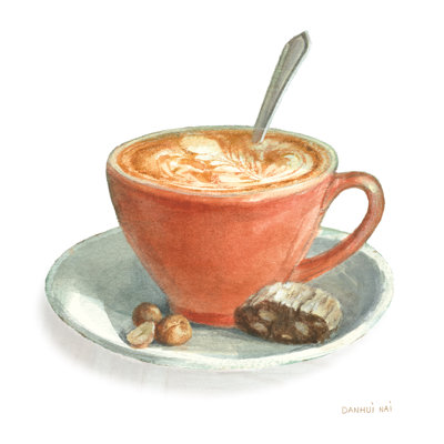Wake Me up Coffee III on White 1 Piece Wrapped Canvas Painting