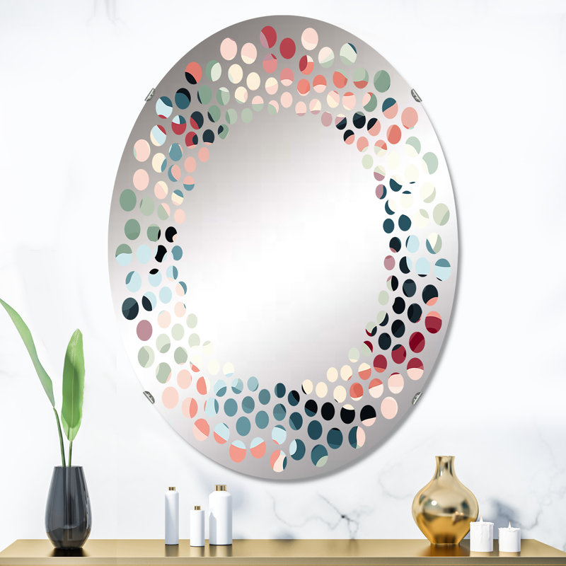 Miroir mural à pois rose tendance Camo, L 24 po x H 36 po