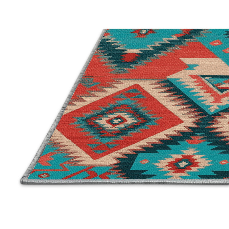 Washable Zuni Diamonds Southwestern Area Rug, Rectangle 7' x 9'