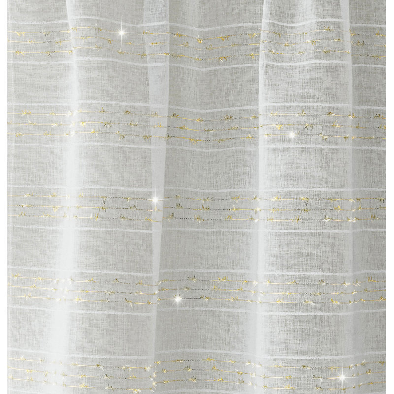 Lima Sheer Curtain Panel Pair, 140cm Width x 229cm Drop, Gold