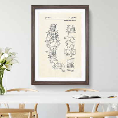 Space Suit Patent 1 Piece Single Picture Frame Wall Art