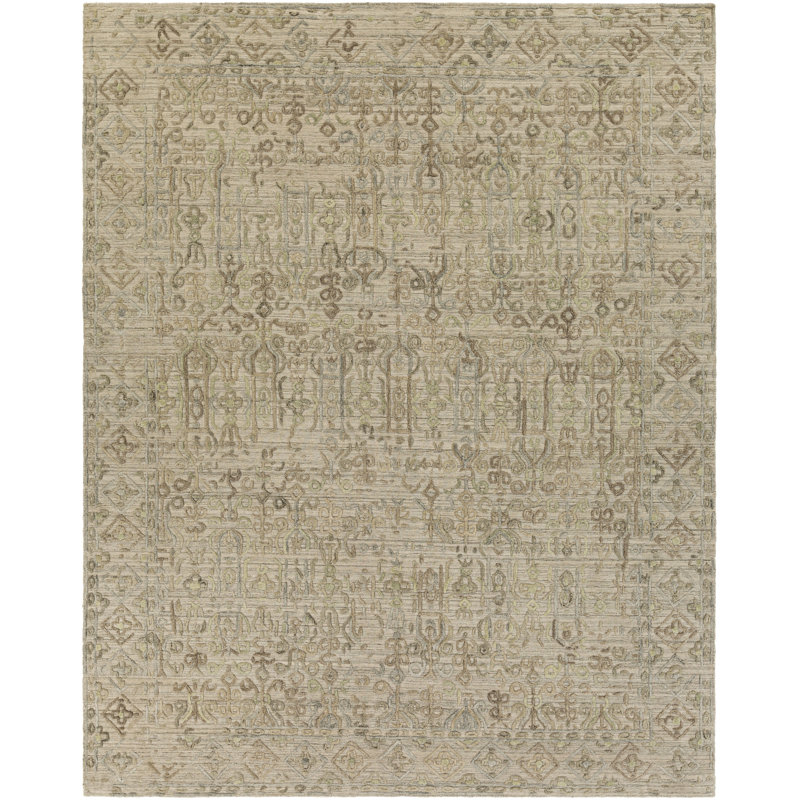 Tapis ivoire fabriqué à la main, Rectangle 6 pi x 9 pi