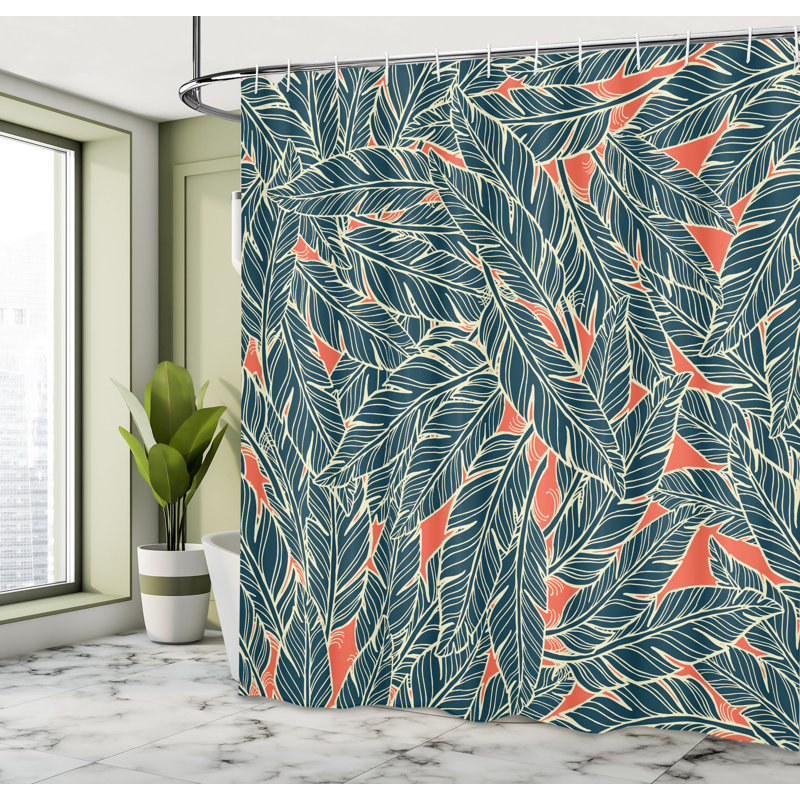 Dakota Fields Feather Shower Curtain Modern 34020, 70'' H x 69'' W