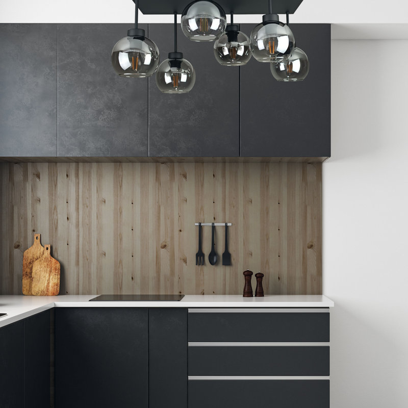 Alexender Glass Semi Flush Mount, Black, Smoky