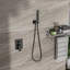 Tête de douche murale double - 12 po, noir mat, tête carrée filetée standard US, équilibrée-127368493