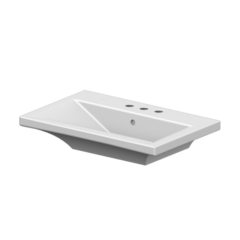 Scarabeo By Nameeks Butterfly 18.3'' Glossy White Vitreous China Rectangular Vessel, Wall Mount Bathroom Sink with Overflow