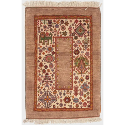 Hand Knotted Qashqai Rug 2x3 Turkish Wool Rug, Tribal Accent Rug, Boho Folk Art Carpet, Small Handmade Oriental Rug