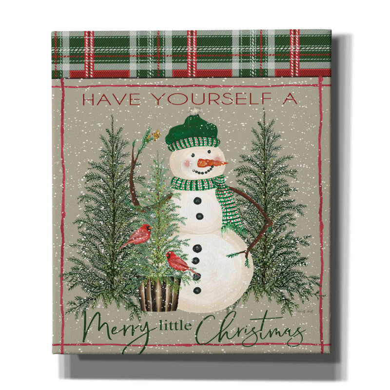 «Merry Little Christmas Snowman» par Cindy Jacobs, art mural sur toile, H 30 po x l 26 po x P 1,5 po