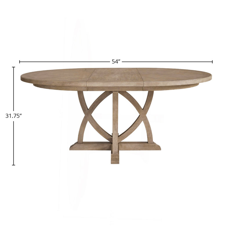 Table de salle à manger ronde extensible avec 4 chaises en échelle, un porte-verre et une vitrine, Sable / gris