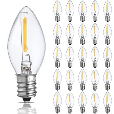 Ampoule de Noël à DEL C7, verre transparent de 0,6 W, blanc doux 2700 K, culot candélabre E12, à intensité variable