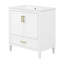 Meuble-lavabo cannelé élégant de 30 po avec lavabo en céramique, boîte simple, pieds en bois massif, portes et tiroir à fermeture en douceur, tablette de porte-986909388