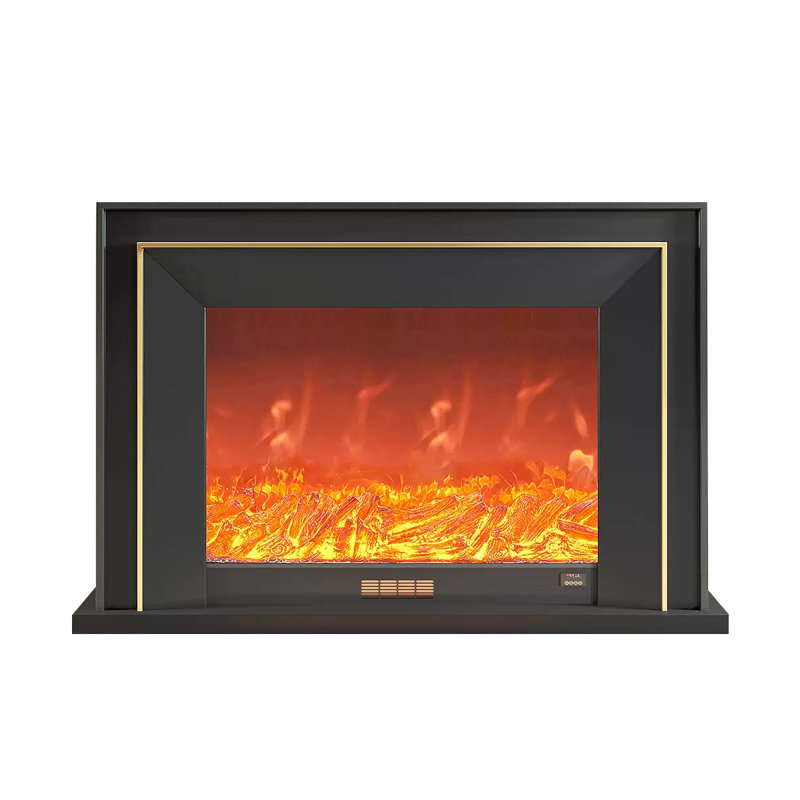 Black Solid Wood Electric Fireplace, Black, 39.37" H x 47.24" W x 12.6" D