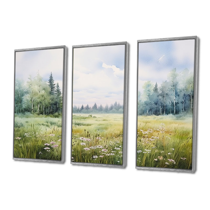 Ensemble de décorations murales Meadow, H 28 po x l 36 po x P 1 po, Encadrement argenté