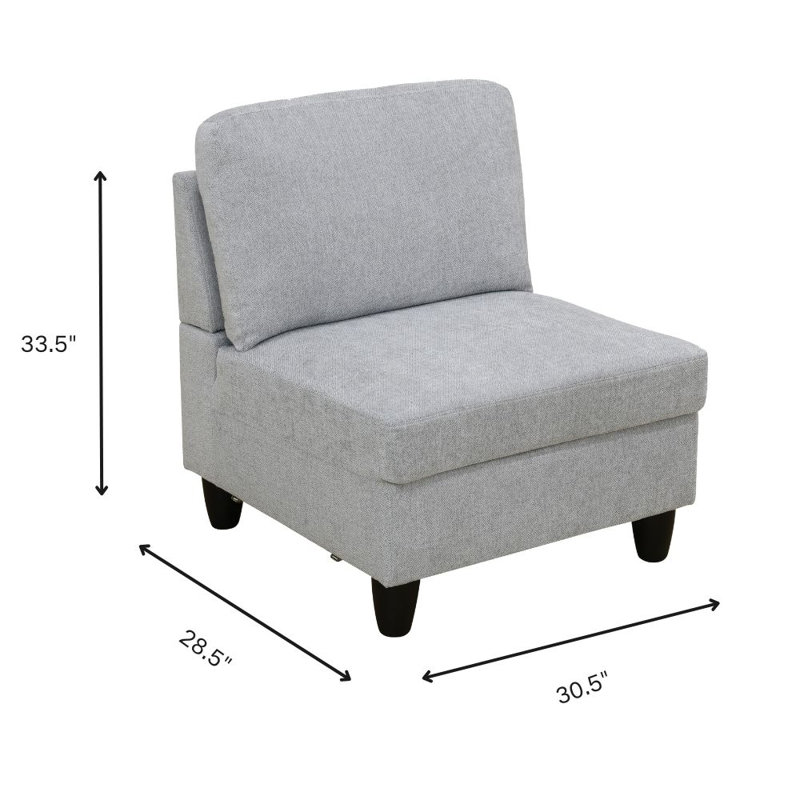 Trefann Upholstered Accent Chair, Light Gray Fabric