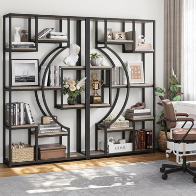 70.8" H X 39.4" W Steel Geometric Bookcase(set Of 2)