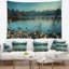 Paysage, eaux bleues, plage rocheuse, tapisserie panoramique-28507497