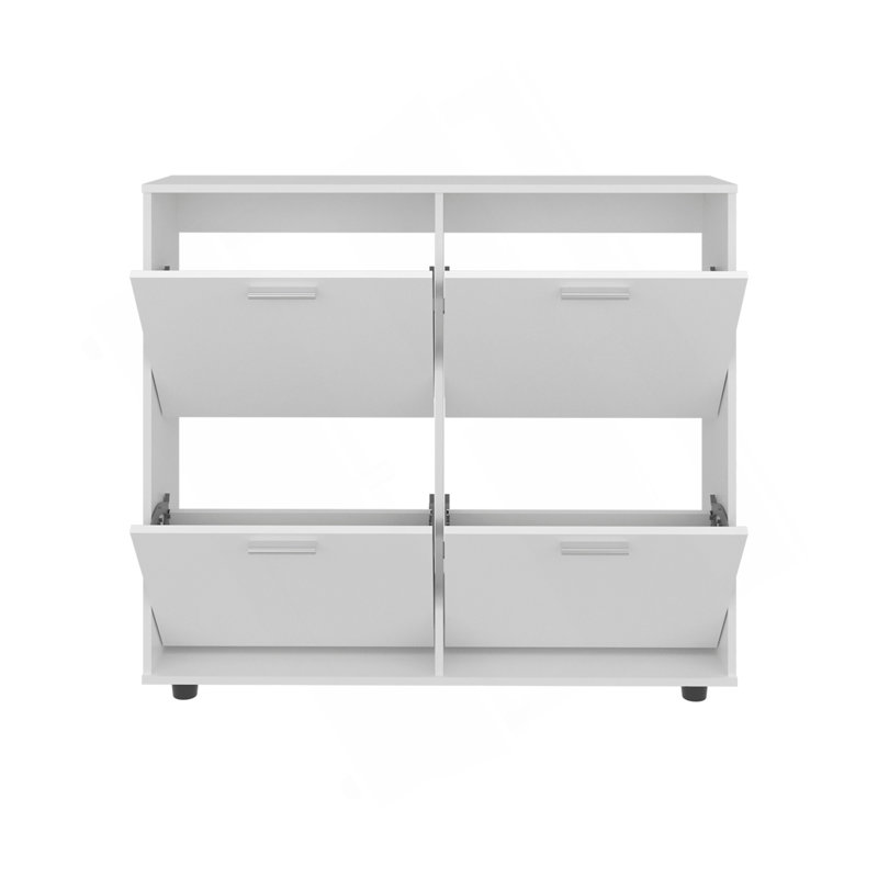 Range-chaussures, 4 portes, 4 tablettes, 4 pieds, blanc