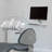 Set of 2 White Monitor Mounts with Adjustable Keyboard Tray
