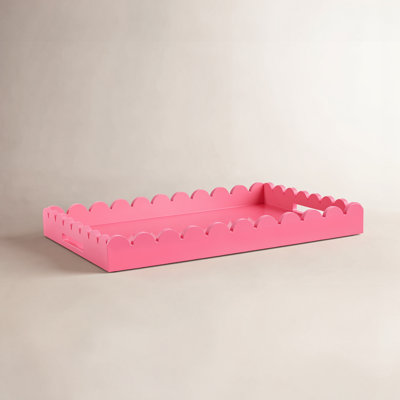 Hindley Hand-Crafted Rectangular Scalloped Wood Tray