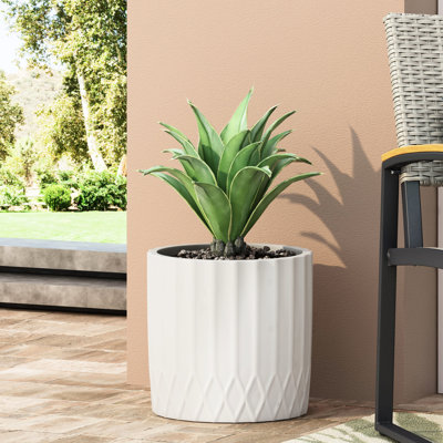 Planter In Antique White - Magnesium Oxide Garden Vase For Homes, 12.63 In. Depth, Width, Height, 9.23 Lb Stylish Tub,