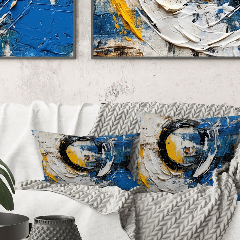Coussin Cubist Fusion bleu et blanc