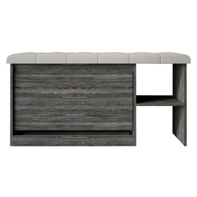 ShoeStation Linen Upholstered Storage Bench