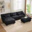 Canapé modulaire surdimensionné en U avec 2 repose-pieds et coussins d'apparence nuage pour un confort ultime-1384335091