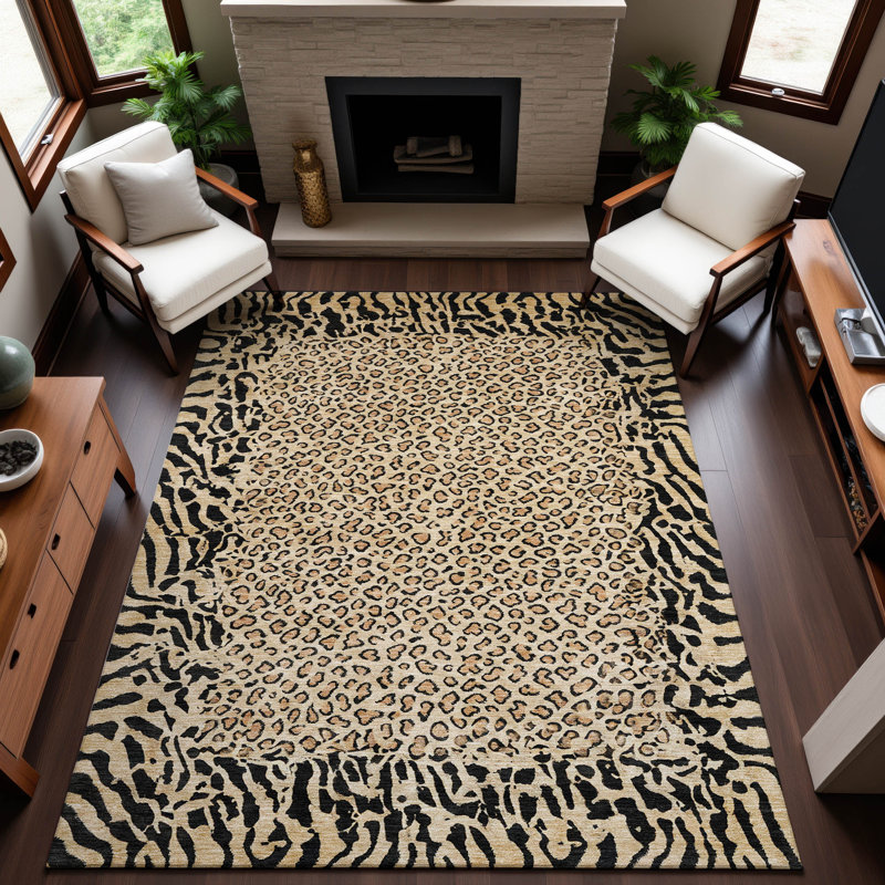 Premium Machine Washable Alvey AMF1230 Animal Skin Rug, Rectangle 2'6" x 3'10"
