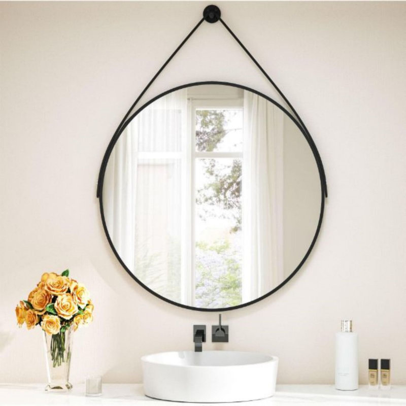 Hathorne Metal Flat Wall Mirror, 24" H x 24" W