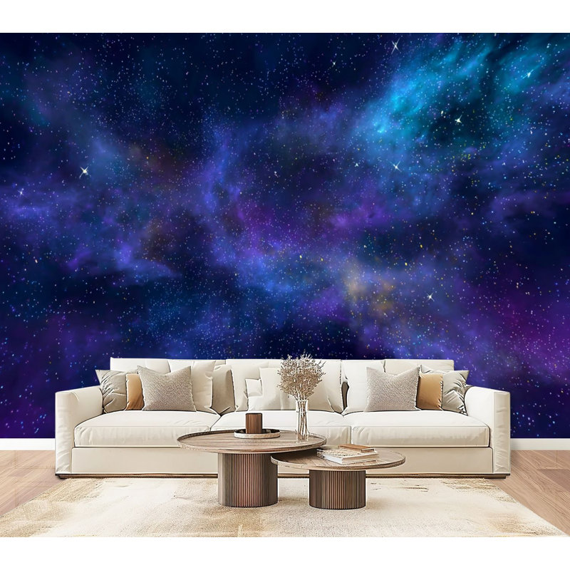 Papier peint adhésif autocollant Galaxy Outer Space, L 96 po x l 69 po