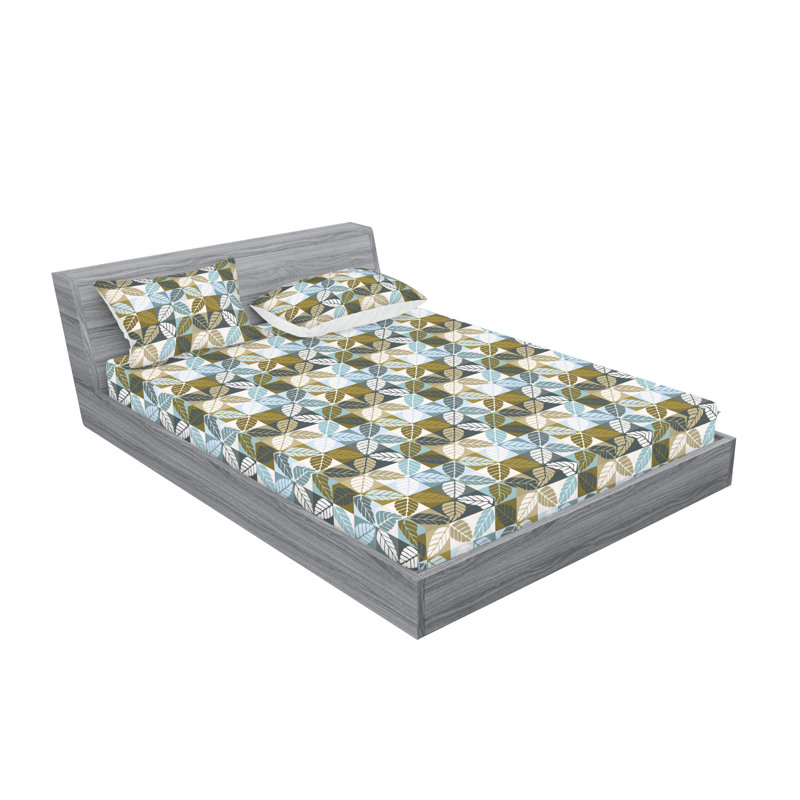 Microfiber Sheet Set, California King Sheet Set with 2 Pillowcases, White Soft Blue and Khaki