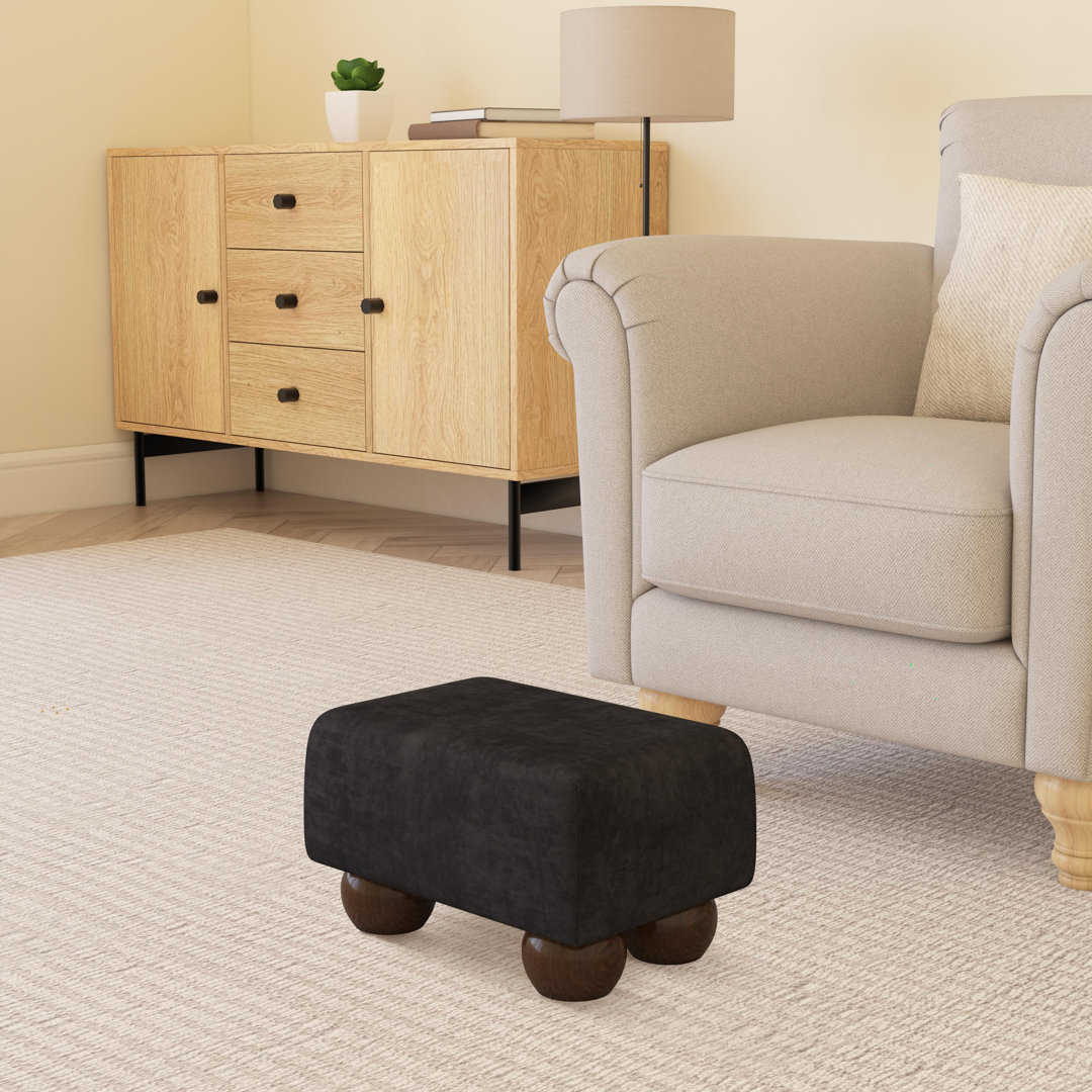 Blima Natural Wood Bun Feet - Plush Velvet - Fog Grey