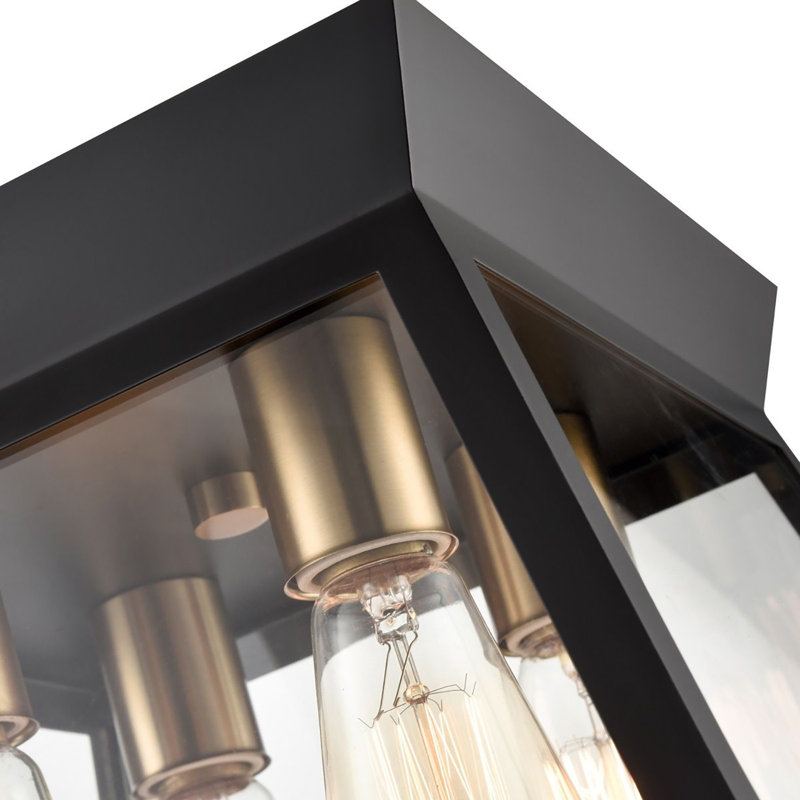 Lucian Glass Flush Mount, Satin Black