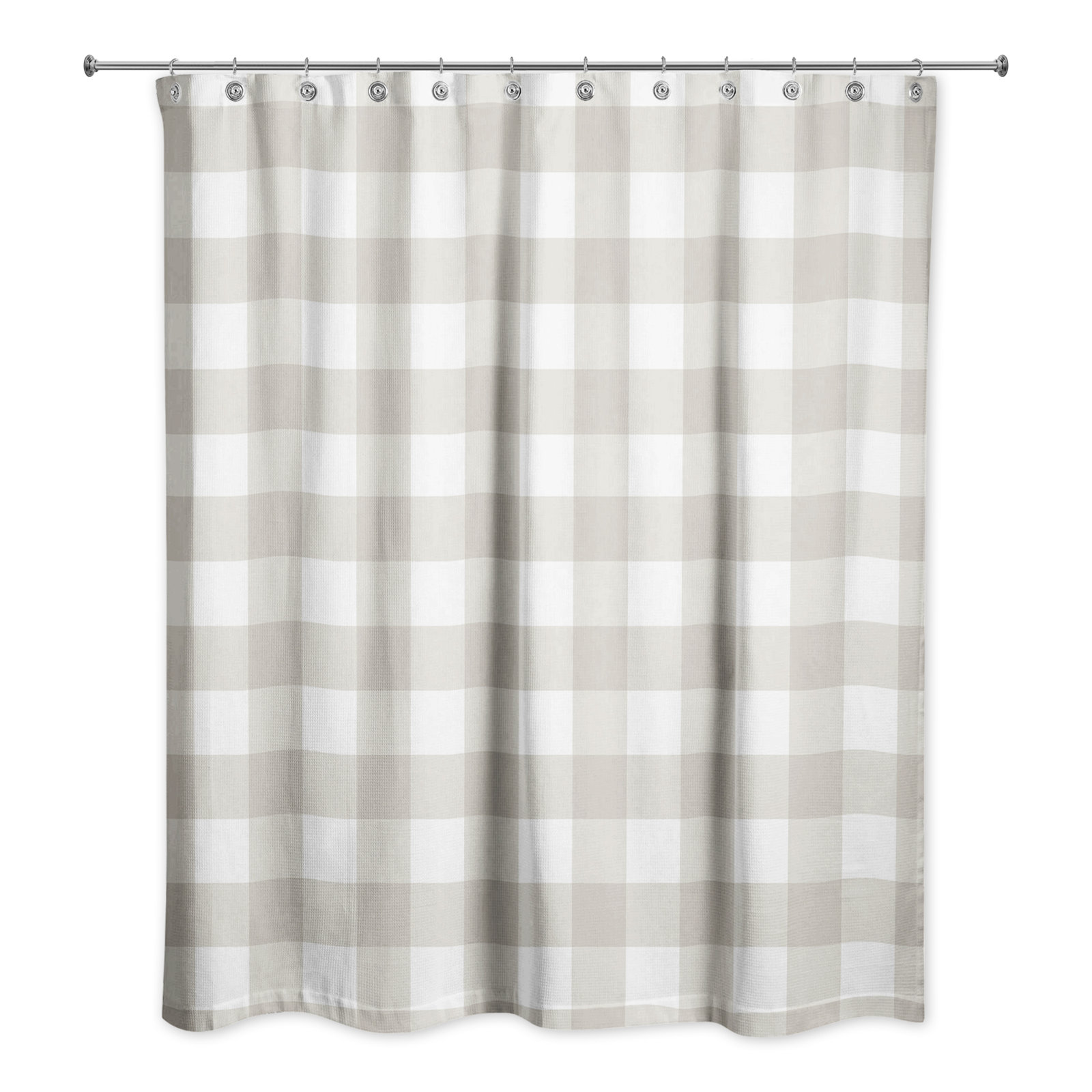 Hanka Plaid Shower Curtain, Beige