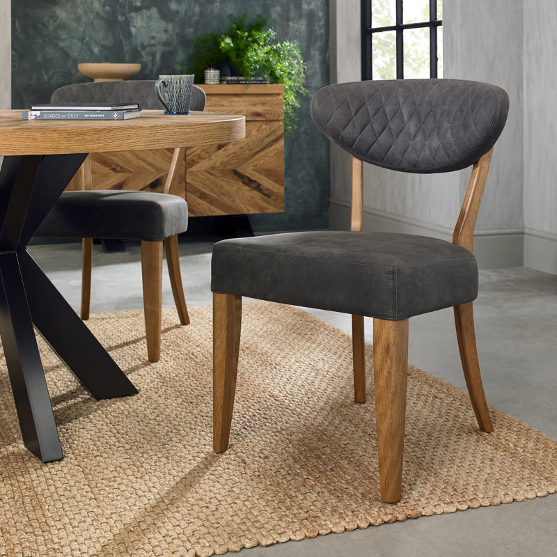 Maestas Side Chair in Dark Grey, Rustic Oak