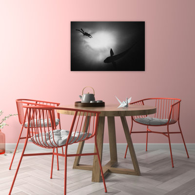 Diver And Ocean Fish Contemporary Fish Nature Ocean Wall Art Print