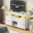 43.3"W Media Dresser TV Stand with Power Outlets & LED Lights - 5 Fabric Storage Drawers for Bedrooms-203269666