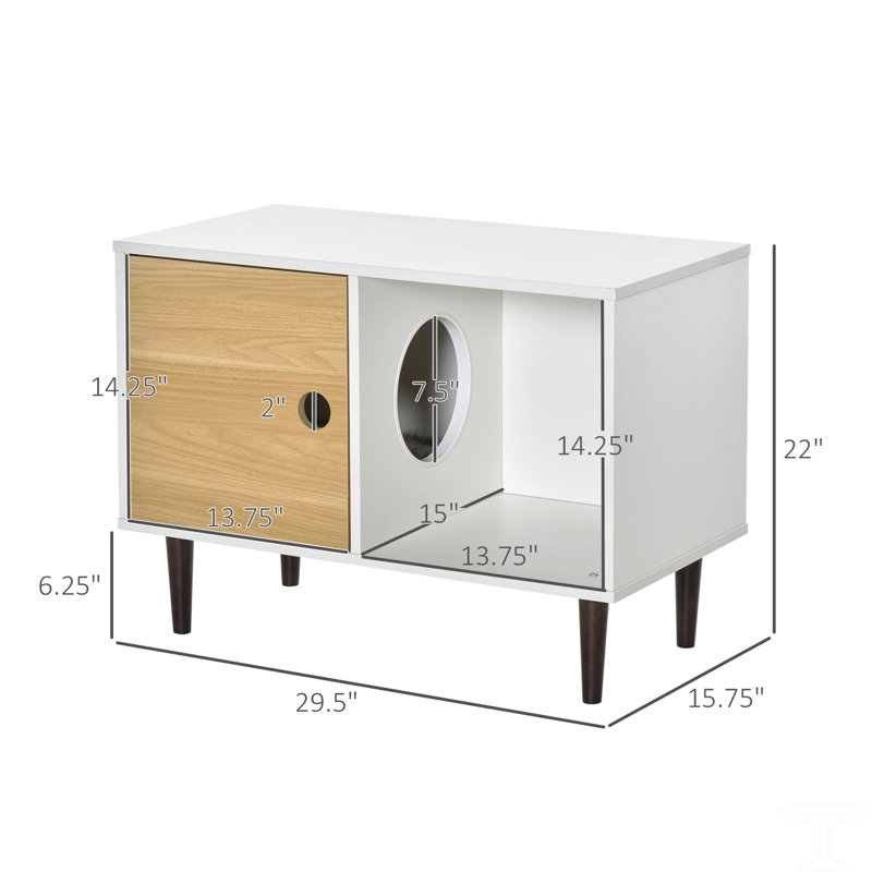 Maison pour chat en bois avec coussin moelleux, table d'appoint décorative pour chaton, maisonnette surélevée avec espace de rangement