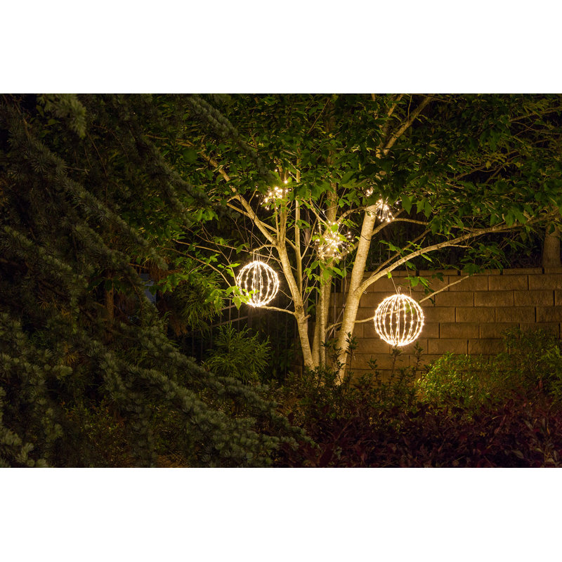 Fold-Flat LED Metal Lighted Outdoor Decoration, 16" H x 16" W x 16" D, Red