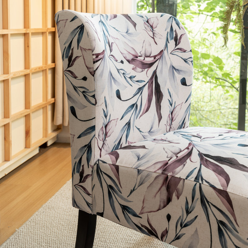 Capa Fabric Armless Contemporary Accent Chair Floral Accent Chair Armless Chair Contemporary Chair