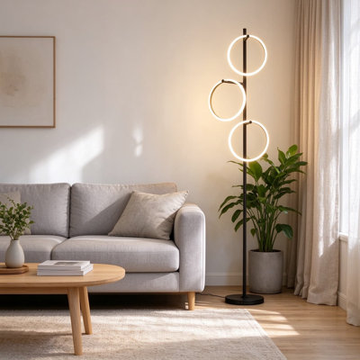 Lampe sur pied moderne à DEL en forme d'arbre avec lumières détachables, variateur d'intensité progressif et boucle renforcée, éclairage sur pied blanc chaud pour salon ou chambre à coucher