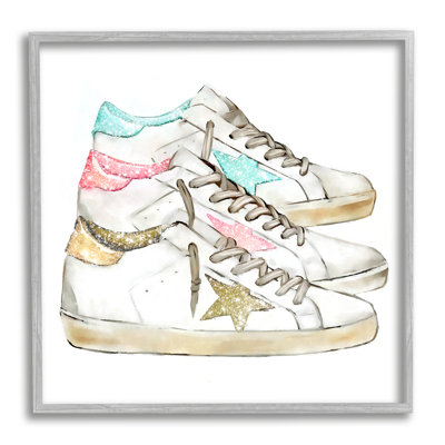 «Pastel Glam Fashion Sneakers on Wood» par Ziwei Li, impression