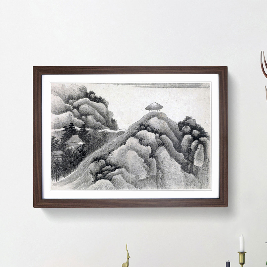 Hut on the Mountain Top by Gong Xian - Framed Print